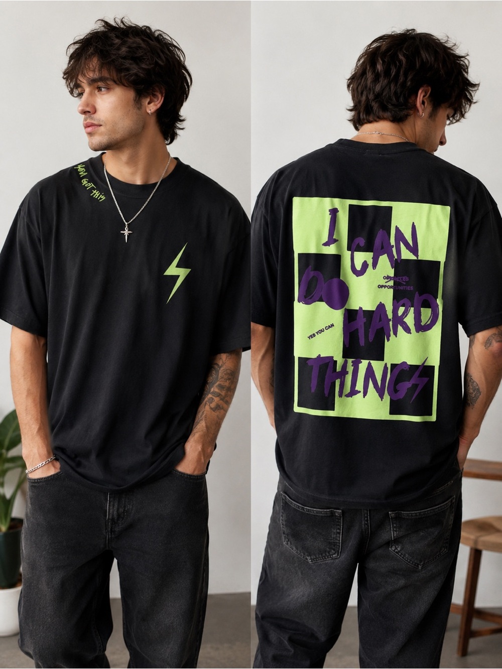 Choosing Happy Tia “I Can Do Hard Things” Graphic Tee Black Size Large